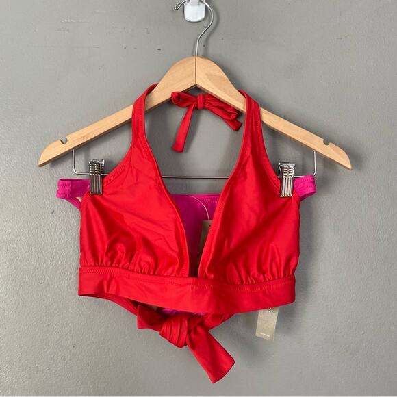 NWT J.CREW Colorblock Swimsuit DD halter bikini top & High Leg bottom Sz M XL - Picture 5 of 13